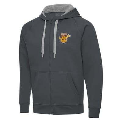  Detroit City FC Antigua Victory Raglan Full-Zip Fleece Hoodie - Charcoal